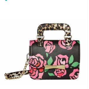 Betsey Johnson Floral Cheetah Top Handle Crossbody NWT